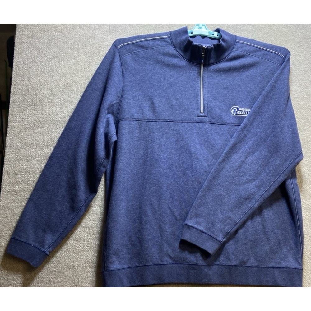 LA Rams Tommy Bahama Football Sweatshirt Mens 3XL Reversible Quarter Zip Blue